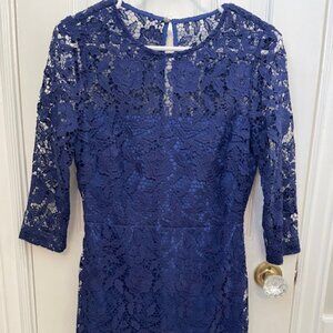 Long-sleeve blue lace J. Crew dress